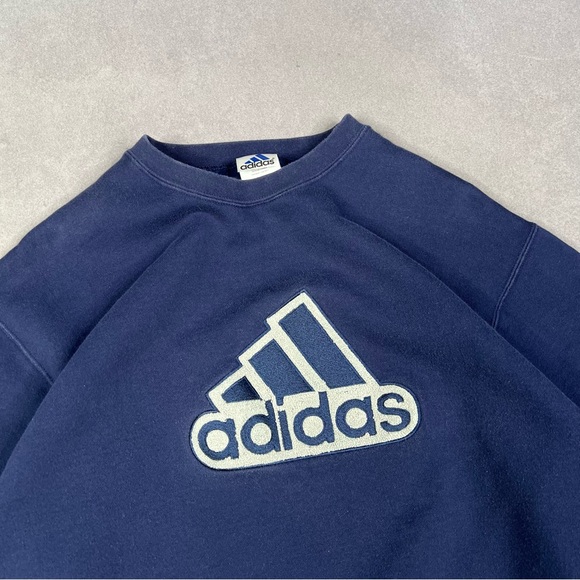 Vintage Adidas Men's Dark Blue Crewneck Sweater - Picture 3 of 4